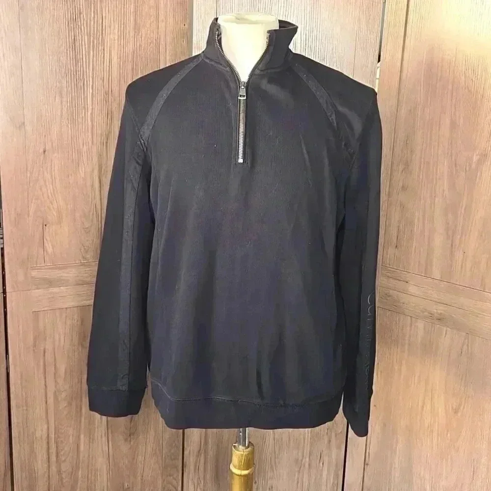 Calvin Klein Men's Black Quarter-Zip Sweater pullover